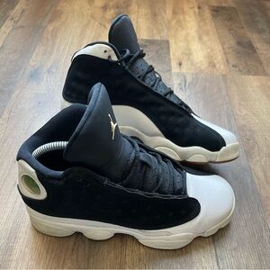 Air Jordan Retro 13 GG Black/White Leather Sneakers Size 6.5Y
